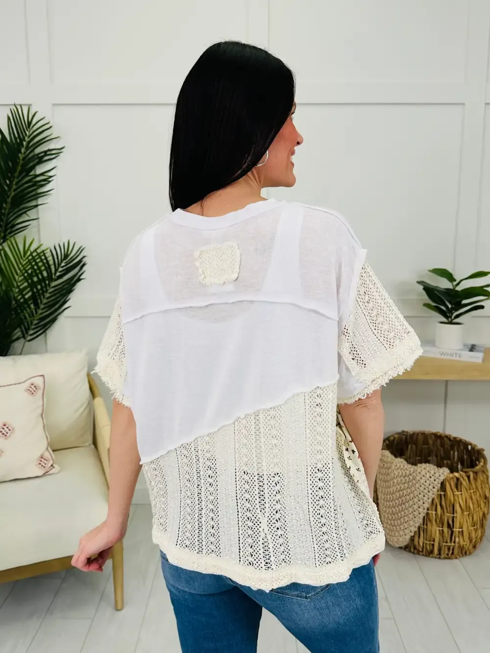 Harmony Stitch Top In Ivory Multi