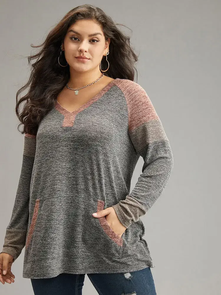 Contrast Pocket Raglan Sleeve T-Shirt