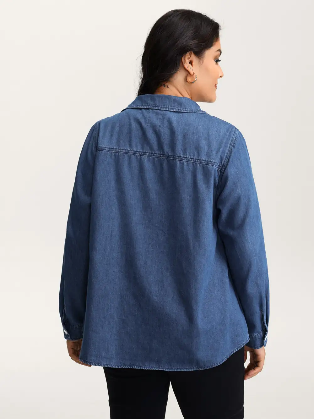 Arc Hem Pockets Denim Top