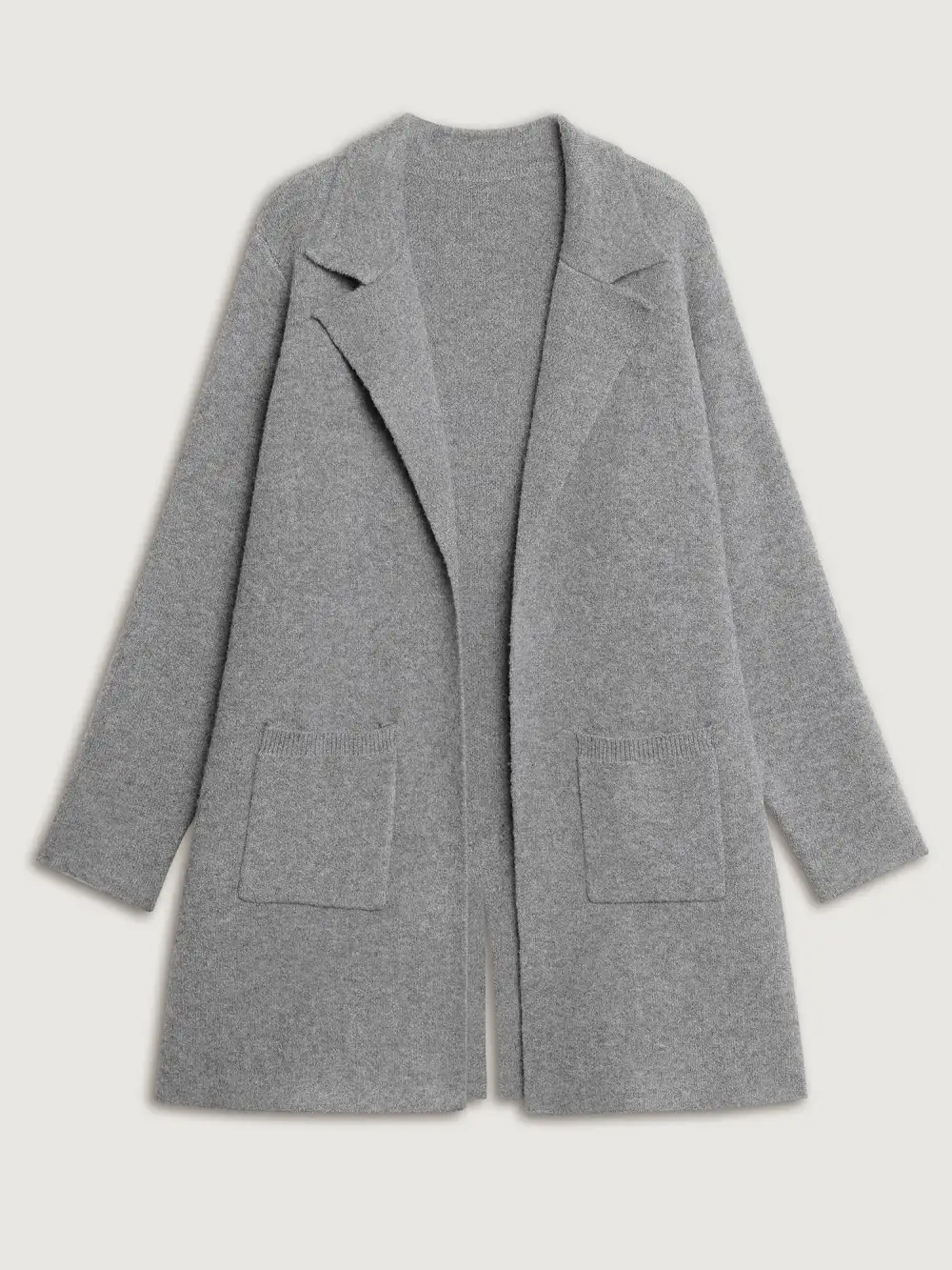 Notched Lapels Slit Back Knit Cardigan