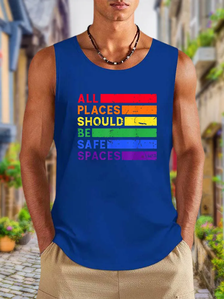 Men'S Vests All Places Should Be Safe Spaces Gay Ally LGBTQ Pride Month
