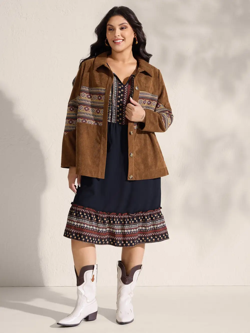 Rodeo Boho Print Button Front Jacket