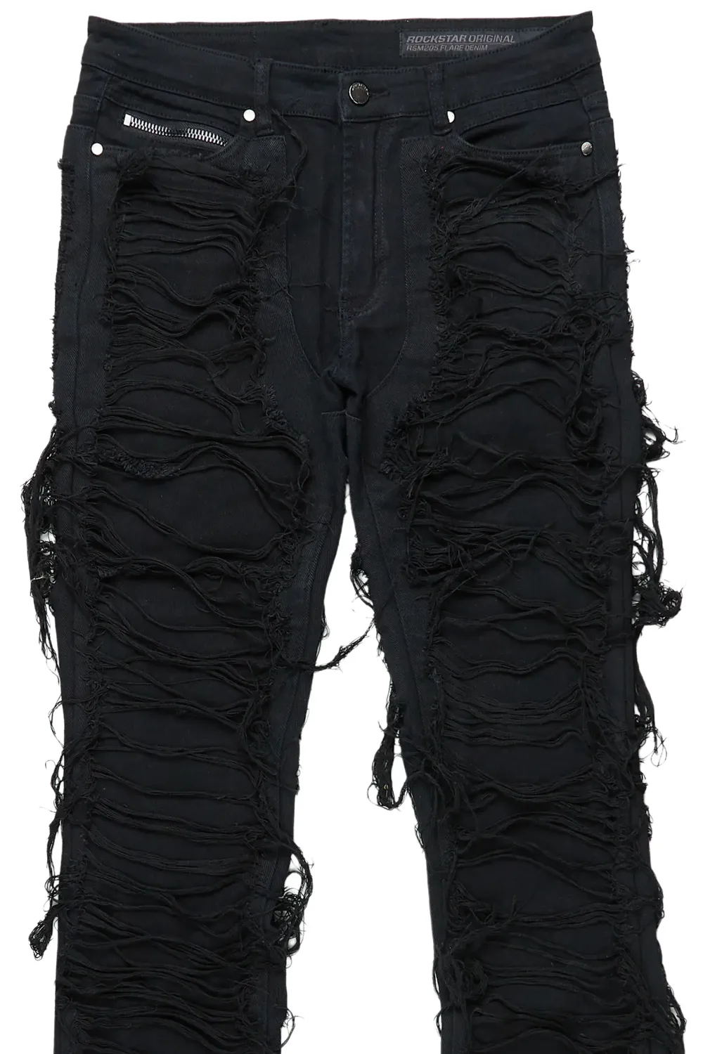 Conrad Jet Black Stacked Flare Jean