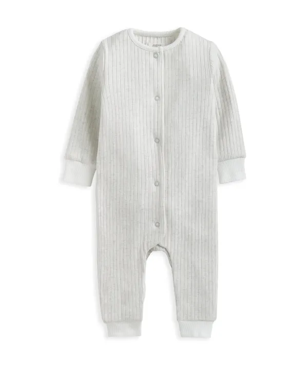Ribbed Long-Sleeve Romper - Grey