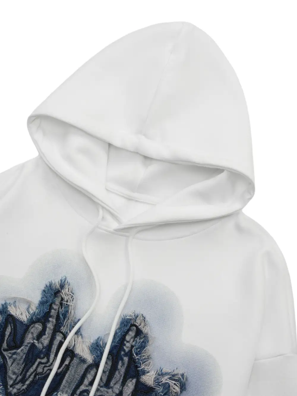 Raw Edge Embroidered Patch Graphic Hoodie