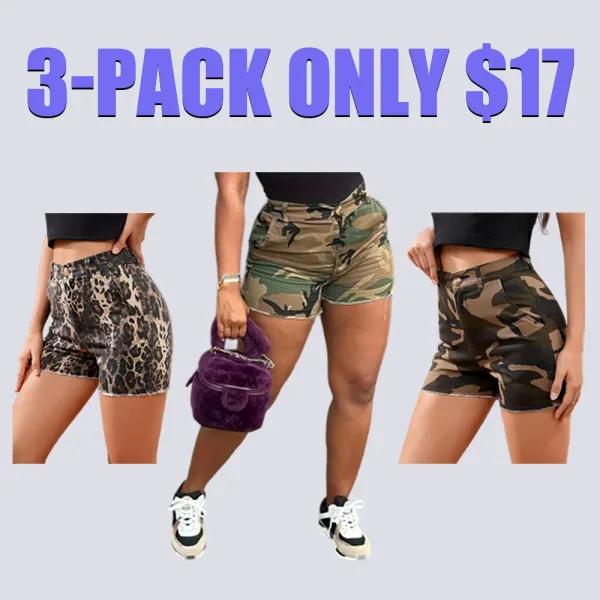 Women’s High Waist Camo Print Button Front Shorts-Casual Summer Fit