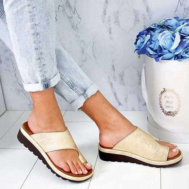 Women's Sandals Flat Sandals Orthopedic Sandals Bunion Sandals Outdoor Slippers Outdoor Daily Beach Summer Flat Heel Open Toe Casual Minimalism PU Leather Faux Leather Loafer Solid Color Leopard
