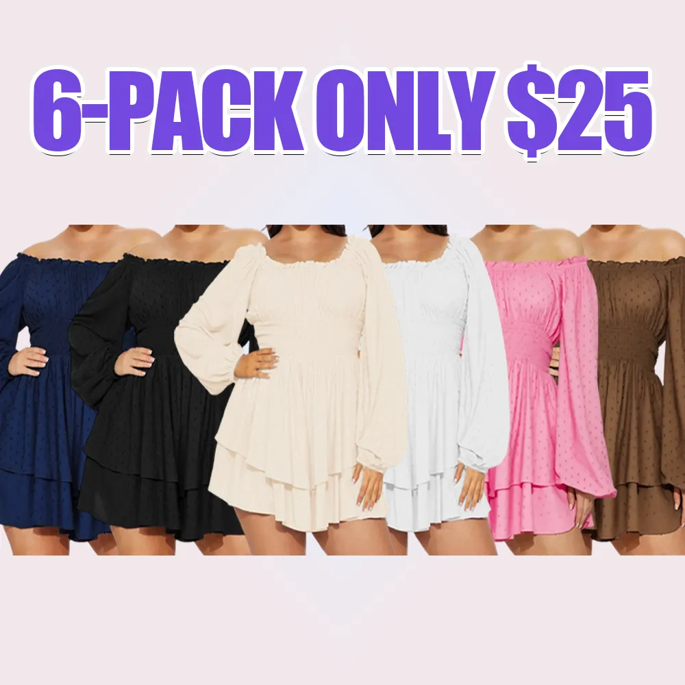 Women Plus Size Rompers Playsuits, Swiss Dot Boat Neck Off Shoulder Long Sleeve, Spring Fall Short Jumpsuits Streetwear