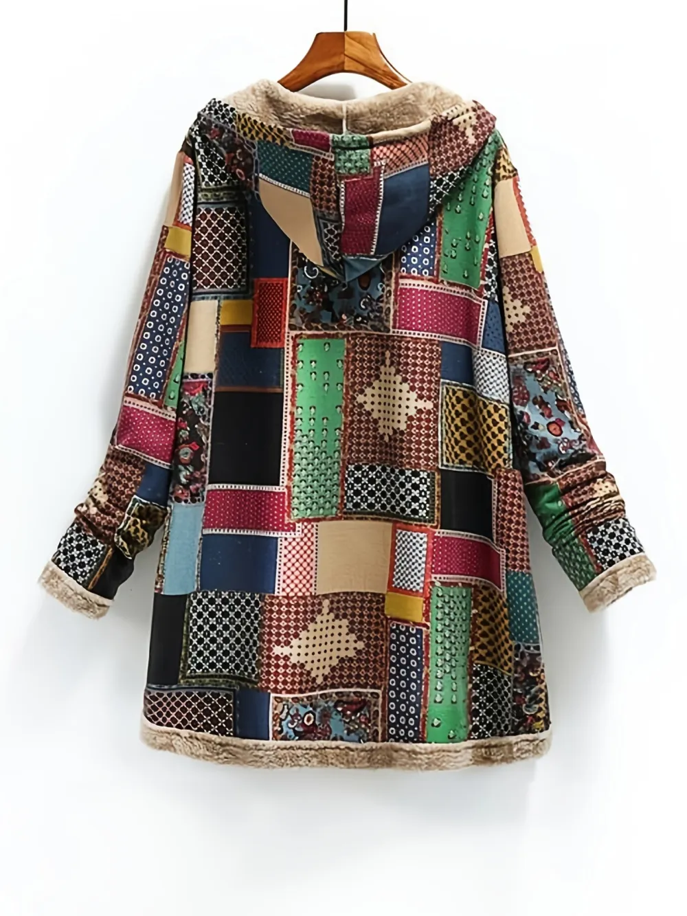 Chic Patchwork Hooded Jacket - Button-Up, Lightweight Comfort - Ideal for Autumn & Winter Fashion
