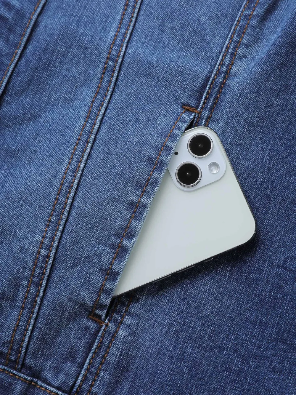 Seamed Chest Pockets Button Denim Jacket