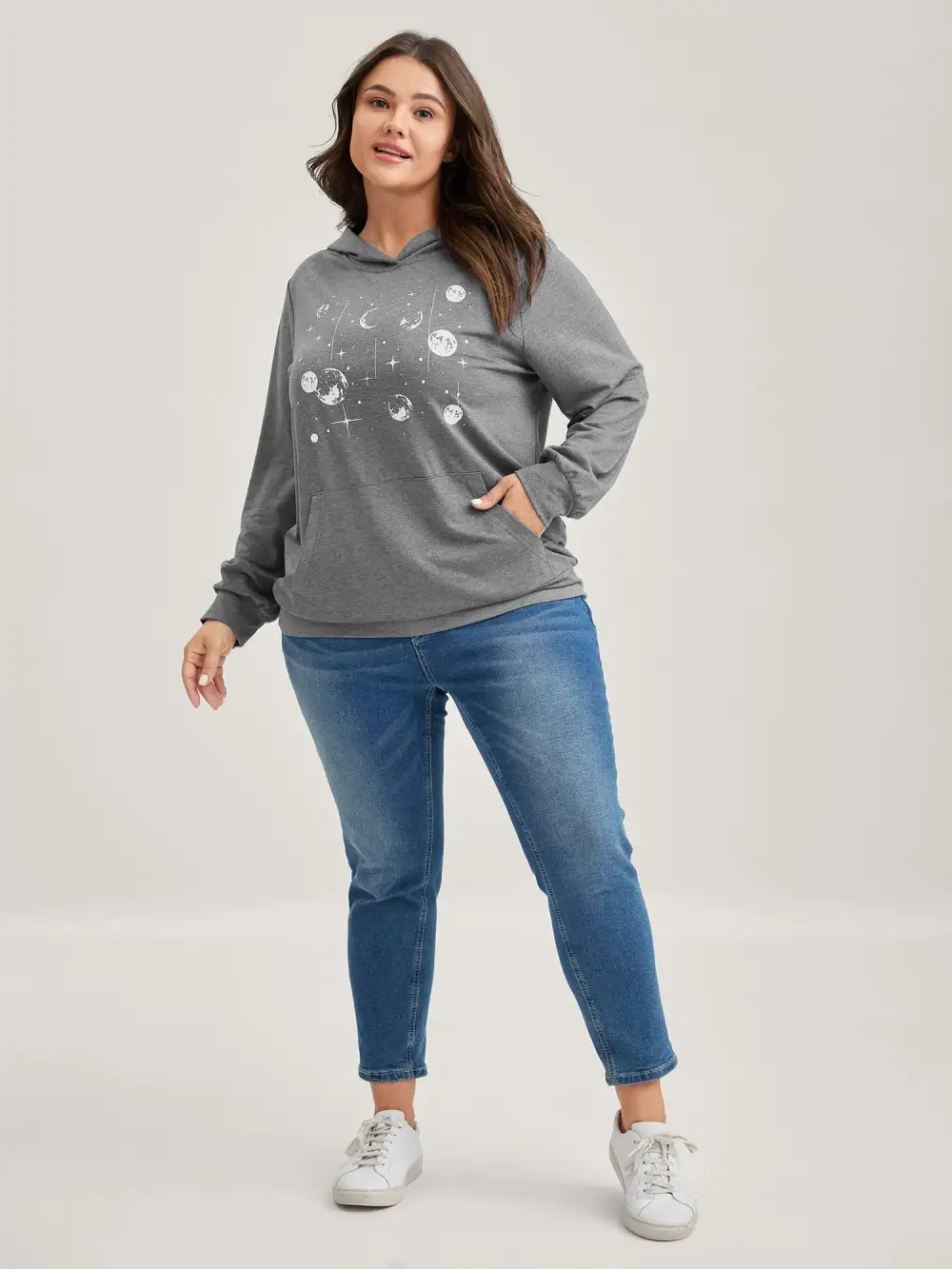 Celestial Print Solid Hoodie