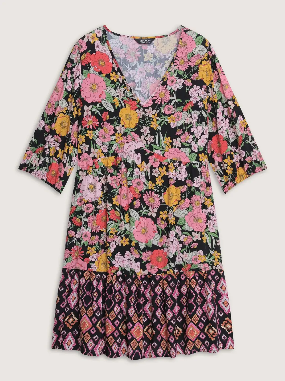 Rayon Floral Print Cinched Waist Mini Dress
