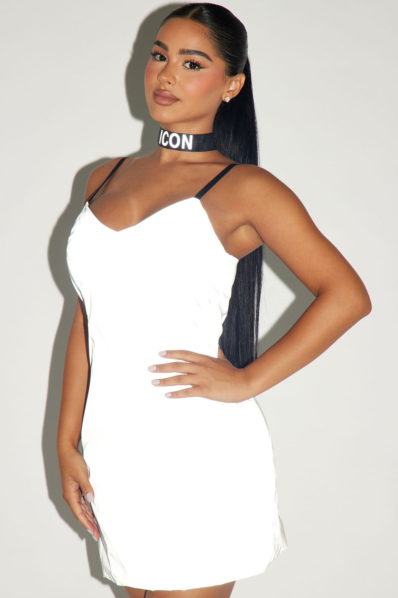 Iconic Reflective Mini Dress Set - Silver