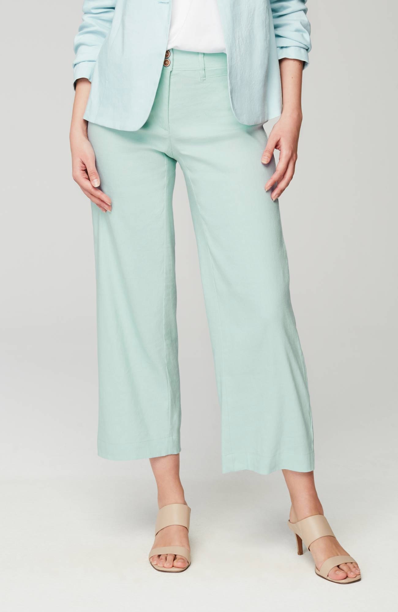 linen-stretch wide-leg crops