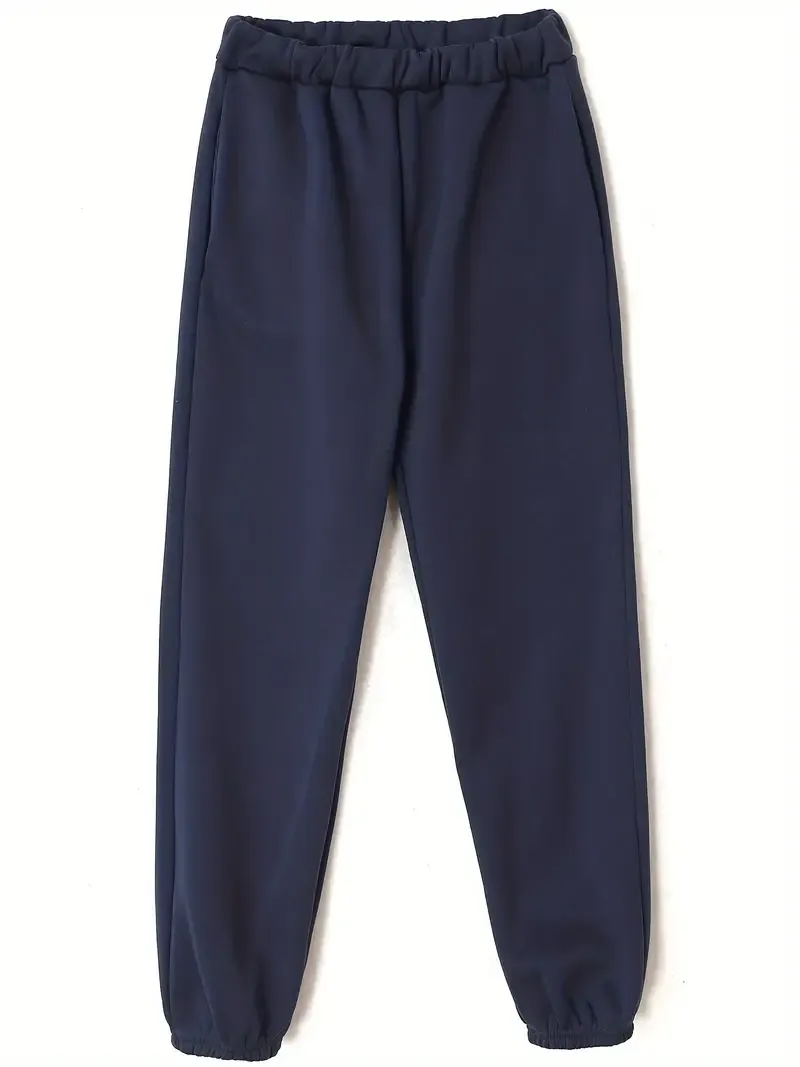 2PCS Oversized Athleisure Set: Solid Hooded Pocket Drawstring Sweatshirts & Sweatpants Sets for Women, Plus Size Comfortable Clothing
