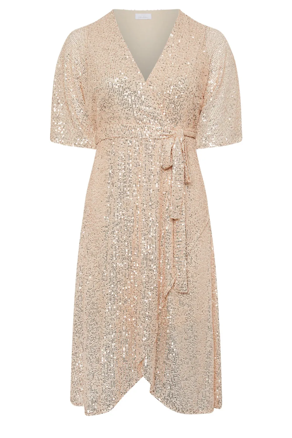 YOURS LONDON Curve Navy Blue Sequin Wrap Dress