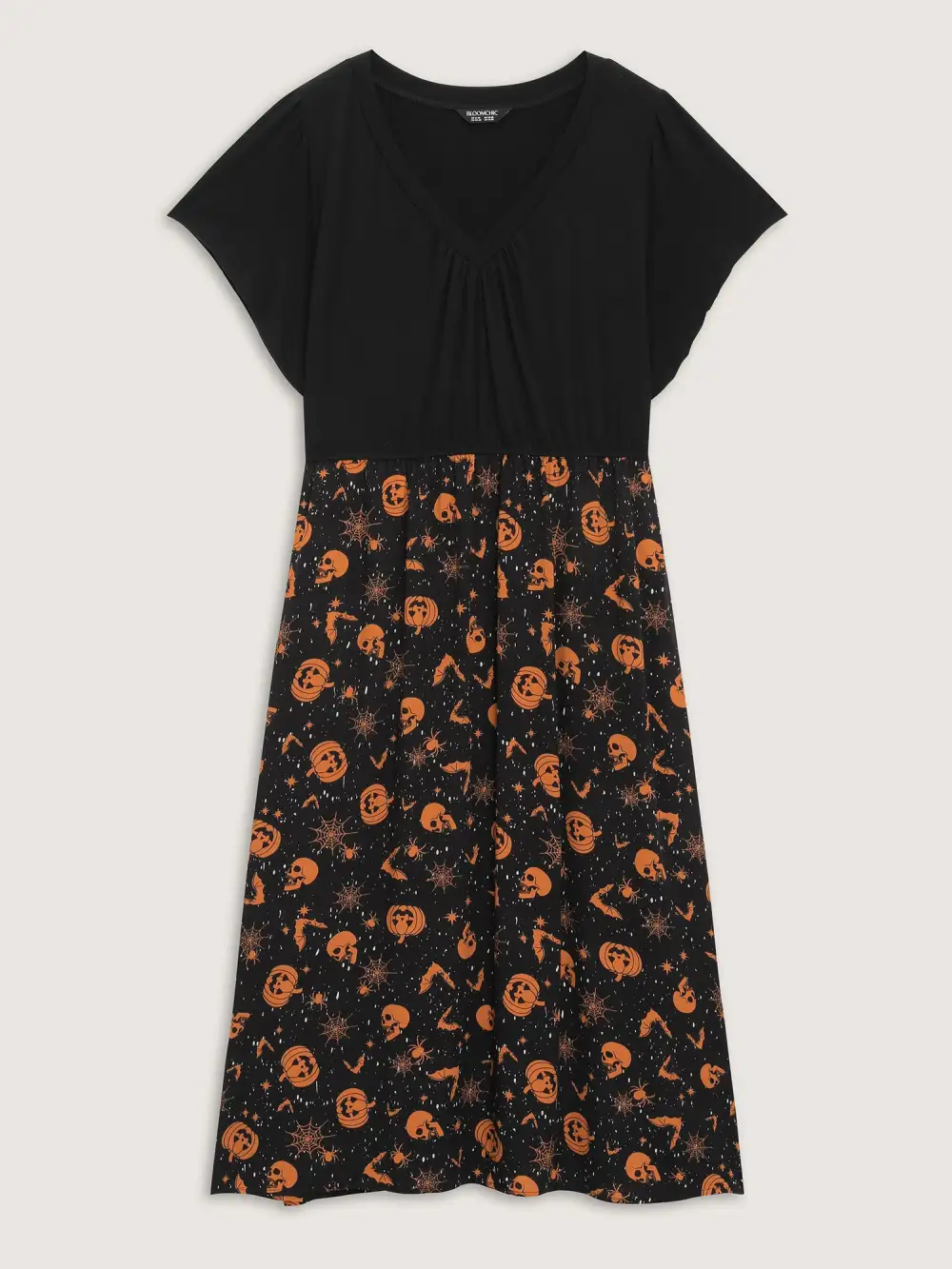 Pumpkin Contrast Print Pockets Maxi Dress
