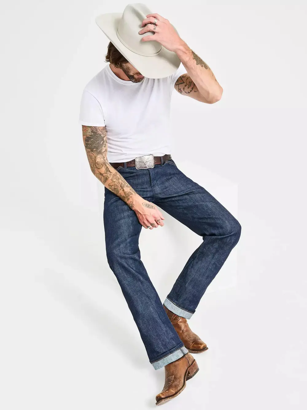 WRANGLER COWBOY CUT ORIGINAL FIT SELVEDGE STRETCH JEAN IN RAW INDIGO