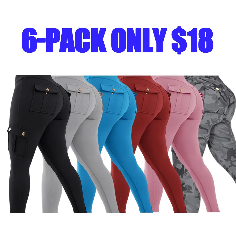 Women's Butt-Lifting High Waist Cargo Leggings with Tummy Control & Flap Pockets