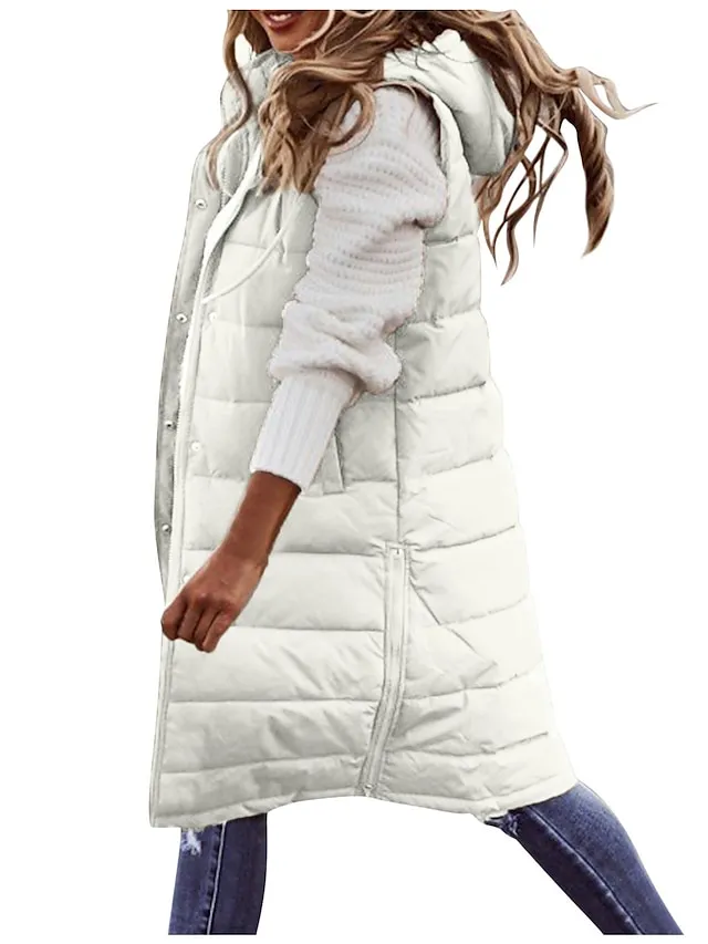 Women's Winter Jacket Vest Outdoor Street Daily Winter Fall Long Coat