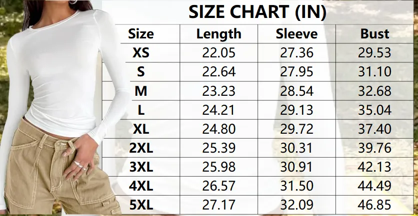 Women's Long Sleeve Shirts Basic Crop Tops