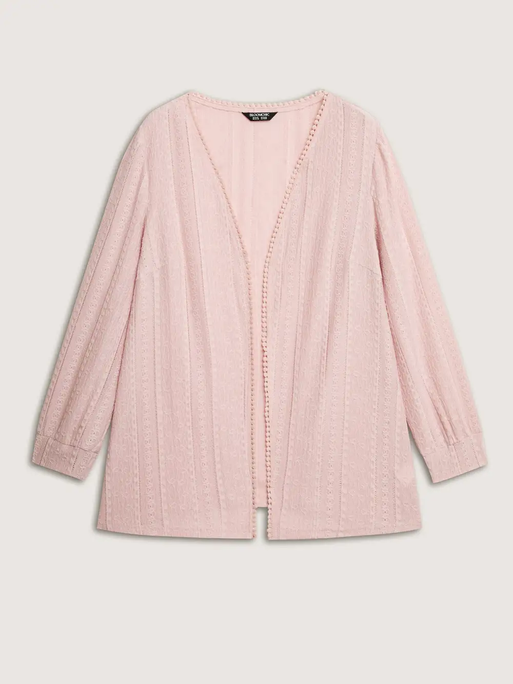 Textured Lace Trim Sheer Kimono Cardigan