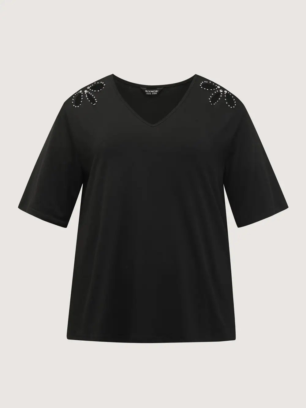 Cut-Out Shoulder Beads T-Shirt