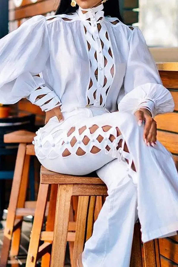  Elegant Cutout Pant Suit