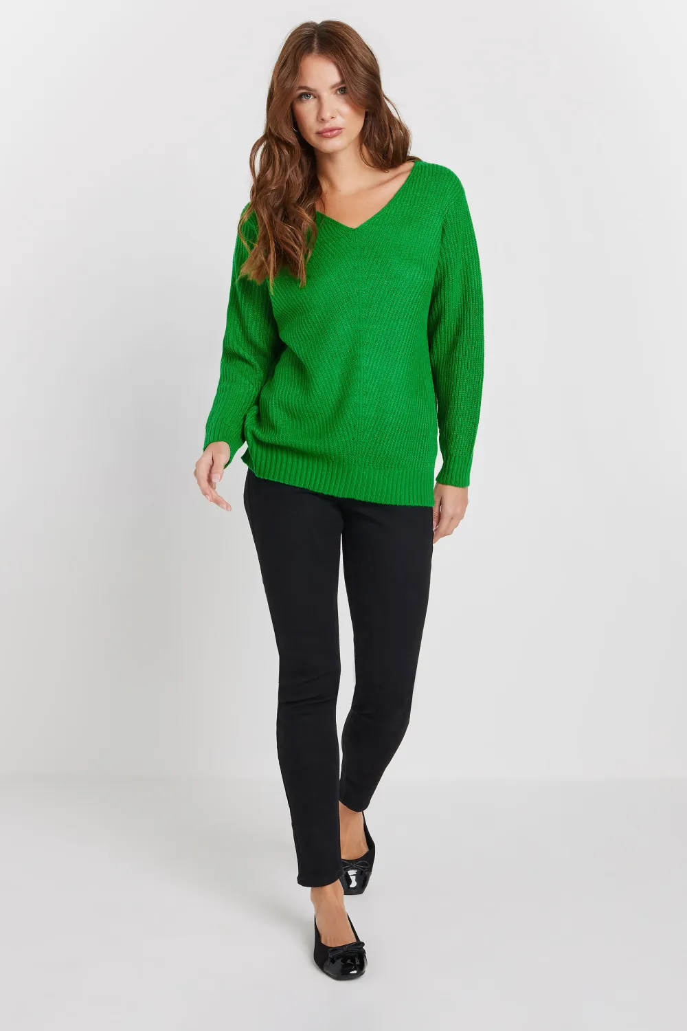 M&Co Fern Green V-Neck Knitted Jumper