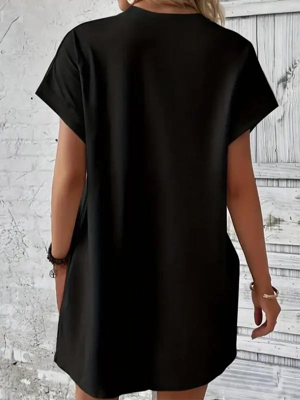 Women's V-Neck T-Shirt Dress – Casual Short Sleeve Summer Dress for Everyday Wear