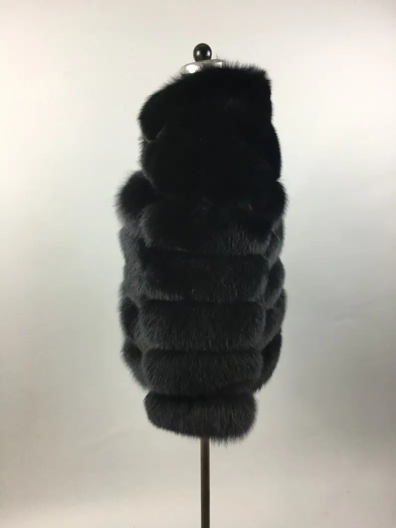 Black Fox Fur Waist Length Jacket