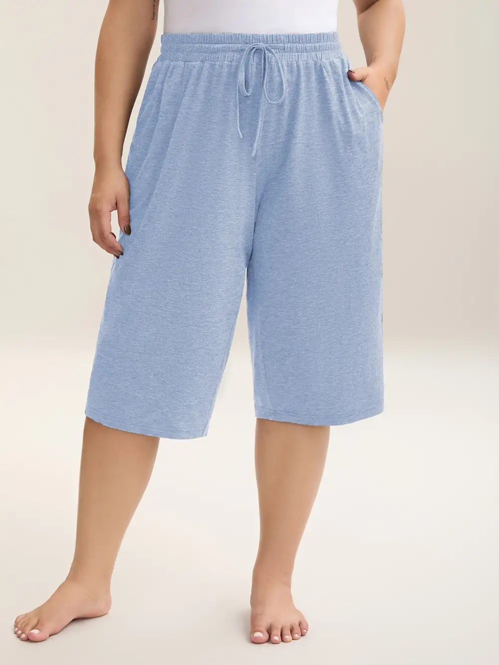 Mixed Color Knit Drawstring Loungewear Bottoms