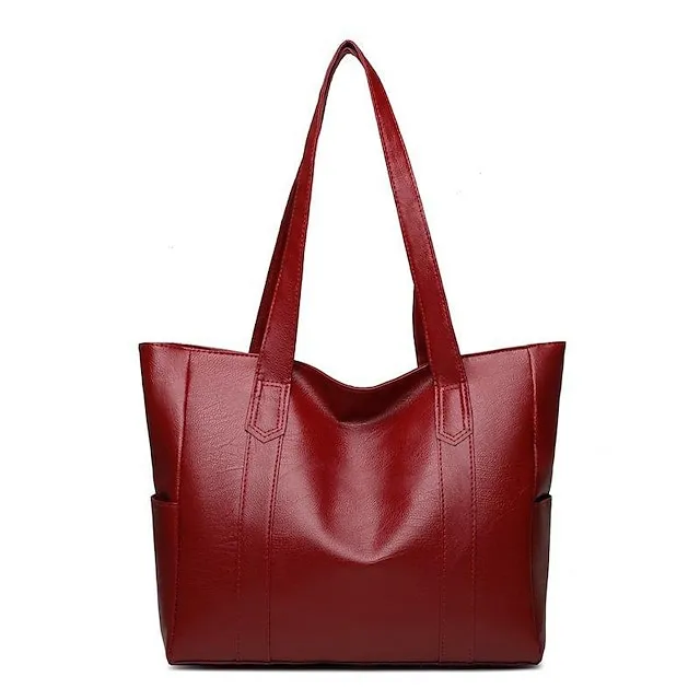 Women's Shoulder Bag PU Leather Office Shopping Daily Solid Color Floral Print claret Black Purple