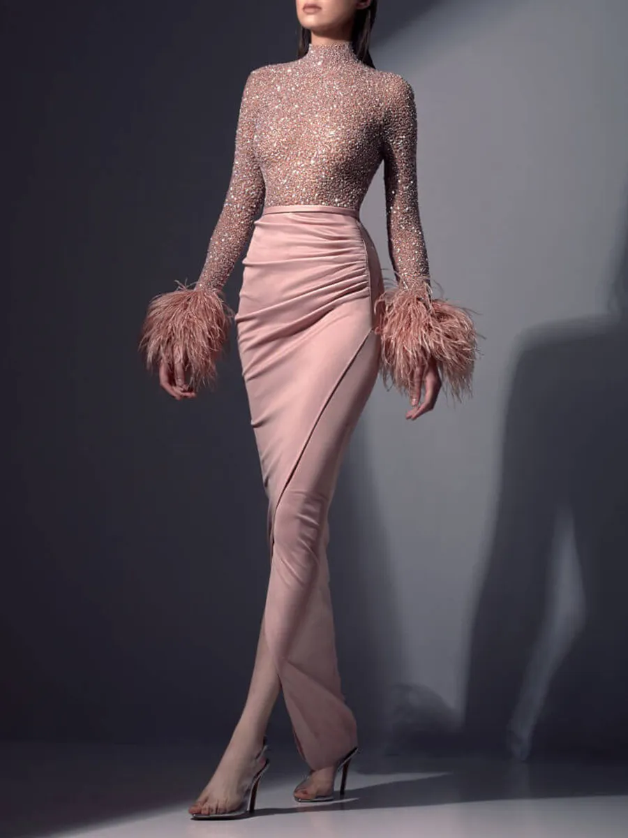 Ladies Elegant Fashion Sequin Dinner Party Bandeau Dress Dress