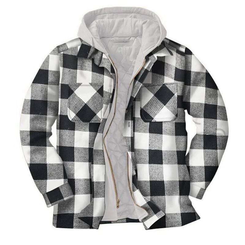 Mens Winter Plaid Thick Casual Jacket