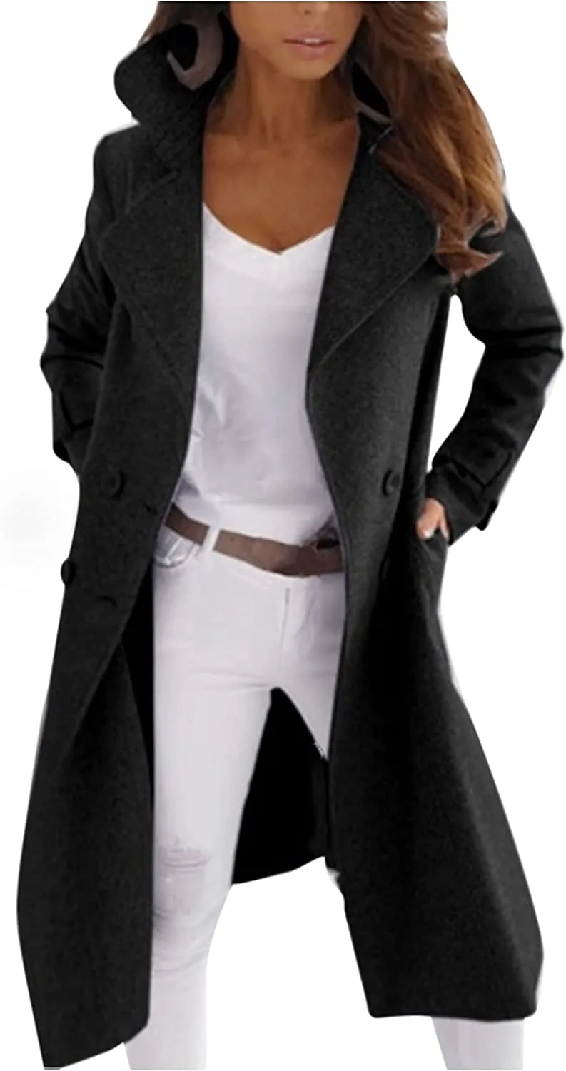 Xiloccer Womens Long Trench Coat Windbreaker Jacket Lightweight Long Outerwear Warm Jacket Women's Plus Size Trench Coat