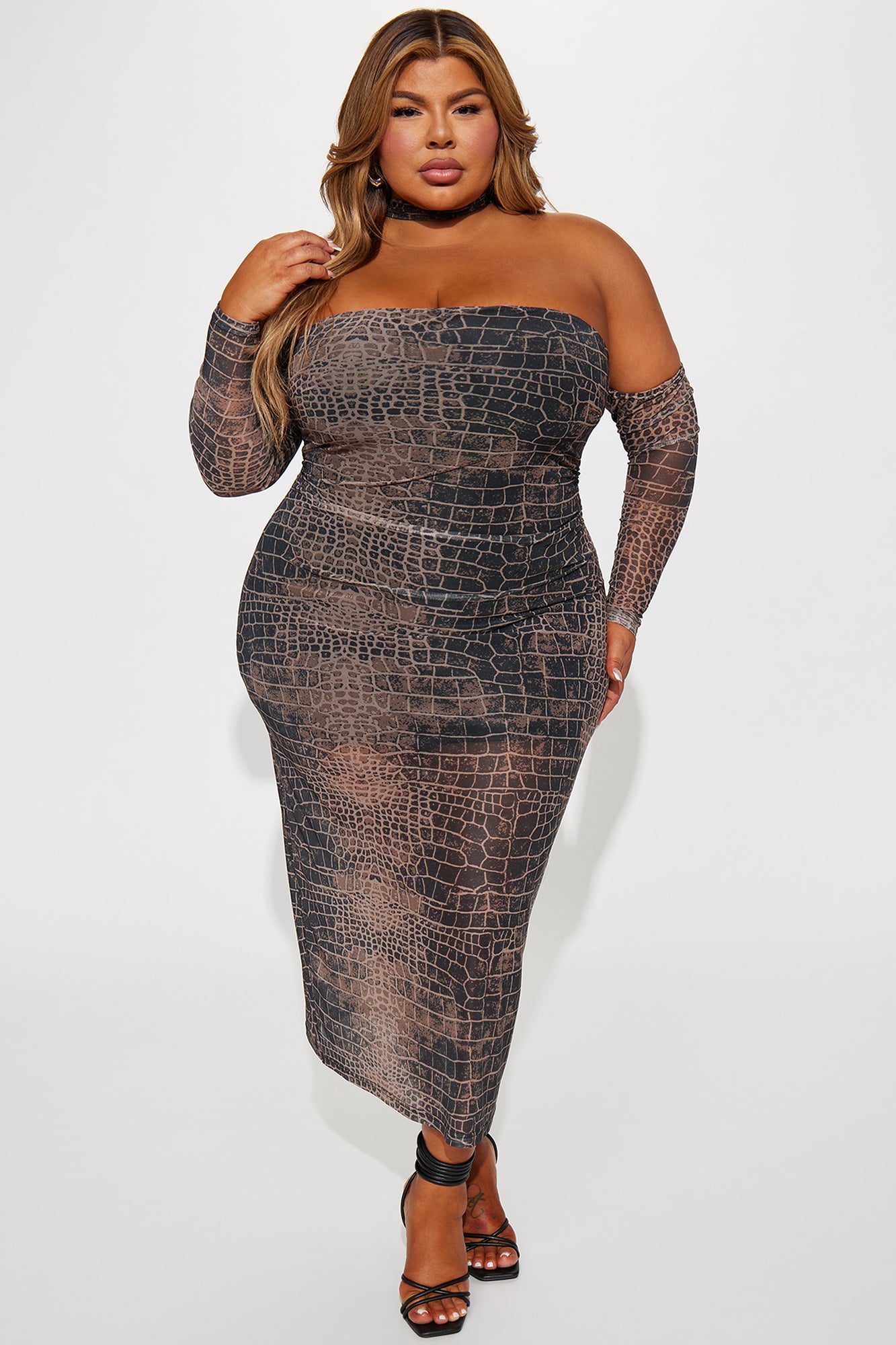 Olivia Off Shoulder Maxi Dress - Black/combo