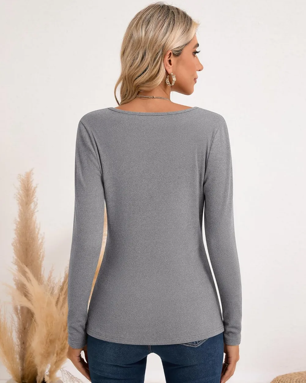 3 Pack Women's Thermal Long Sleeve Shirts Fleece Lined Scoop Neck Stretch Fitted Tops Winter Base Layer Underwear