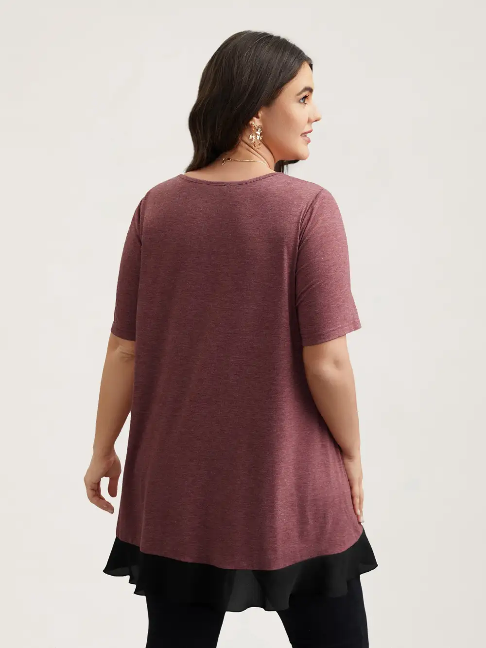 Color Contrast Overlap Hem Flared Top