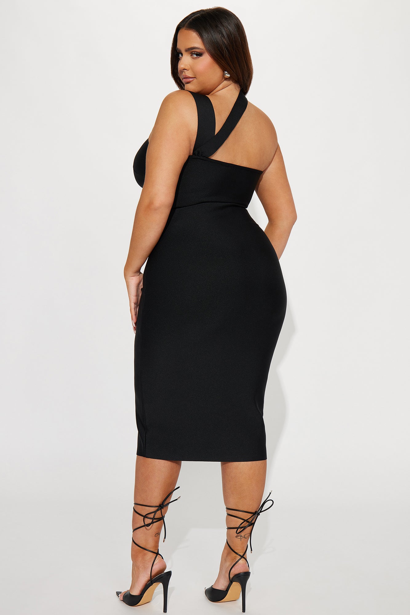 Evangeline Bandage Midi Dress - Black