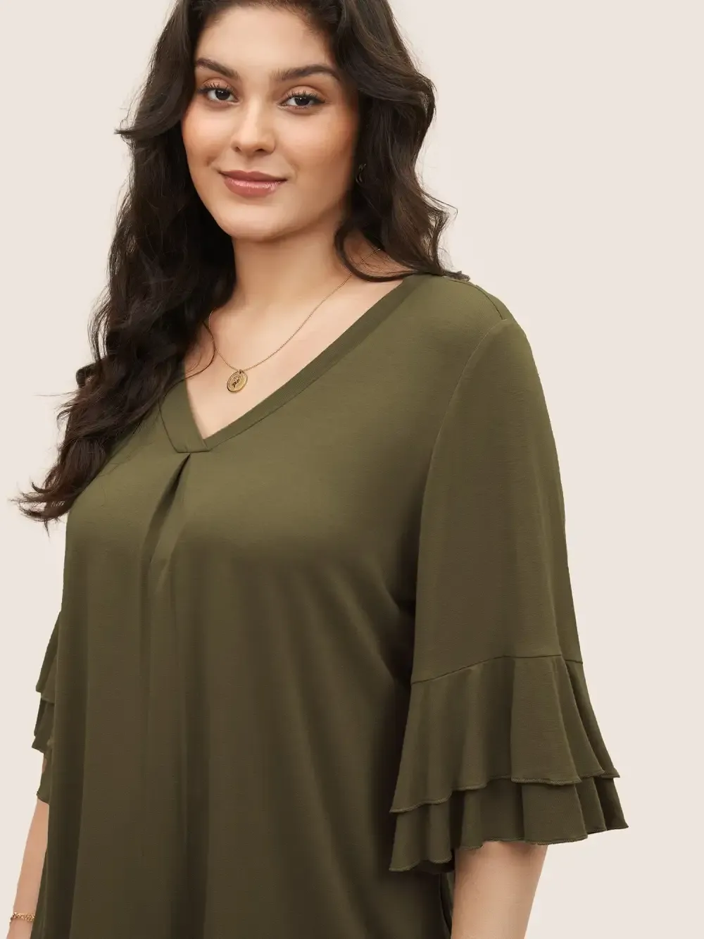 Supersoft Essentials Ruffle Layered Sleeve Pleated T-Shirt