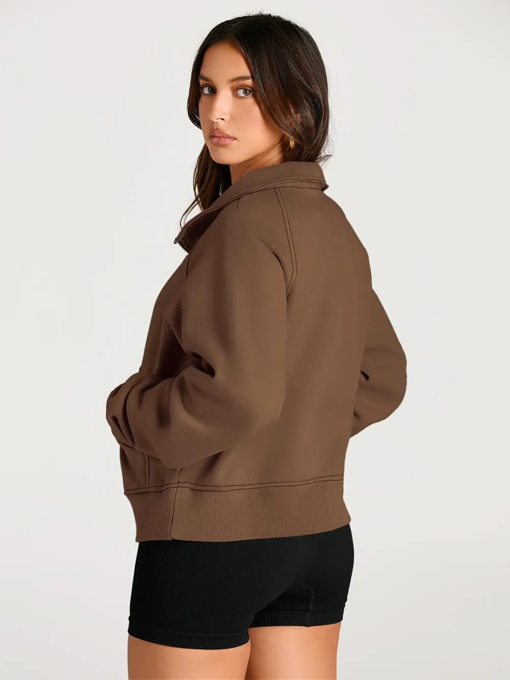 Womens Sweatshirts Half Zip Cropped Pullover Fleece Quarter Zipper Hoodies Fall outfits Clothes Thumb Hole