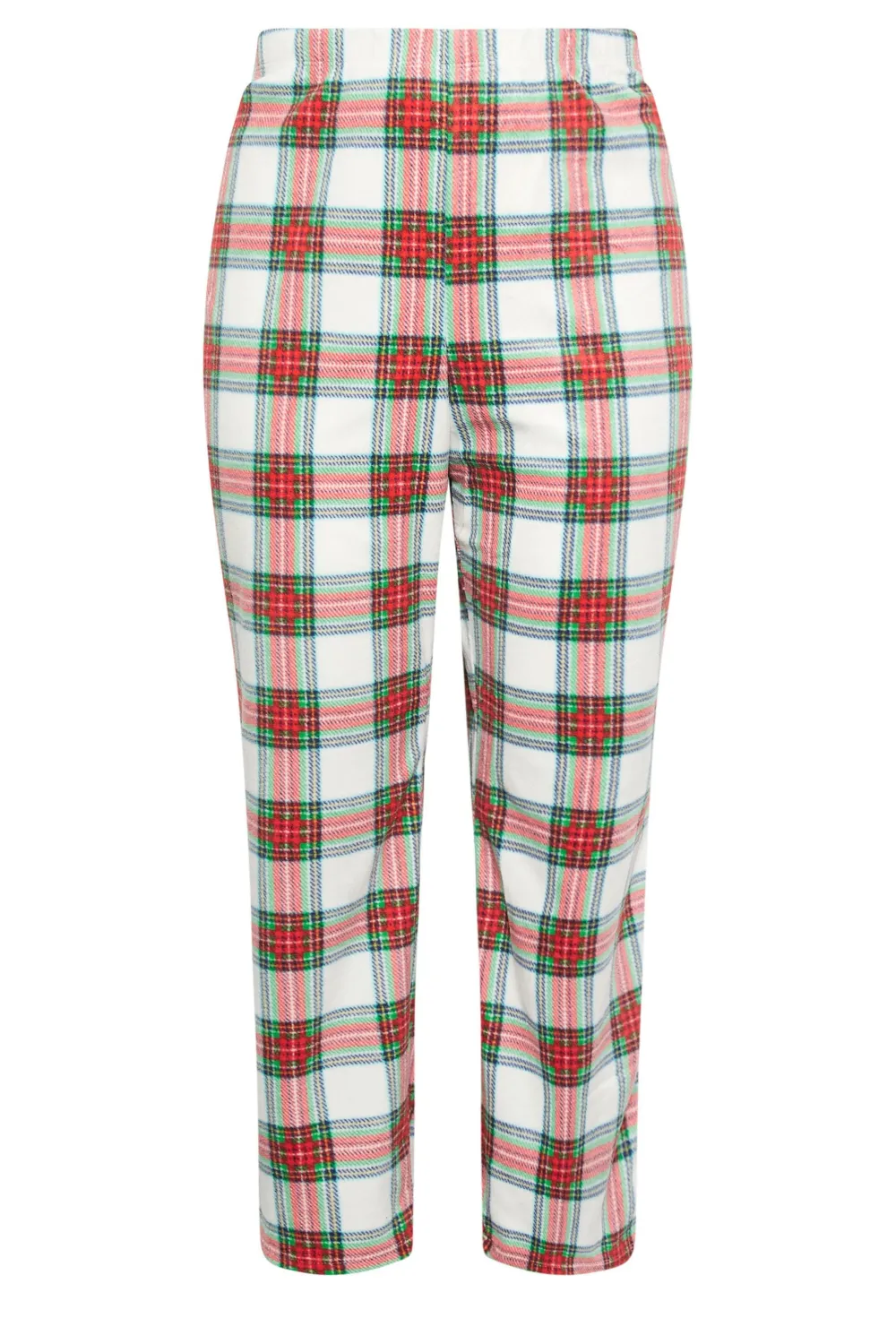 YOURS Curve Blue & Green Tartan Print Pyjama Bottoms