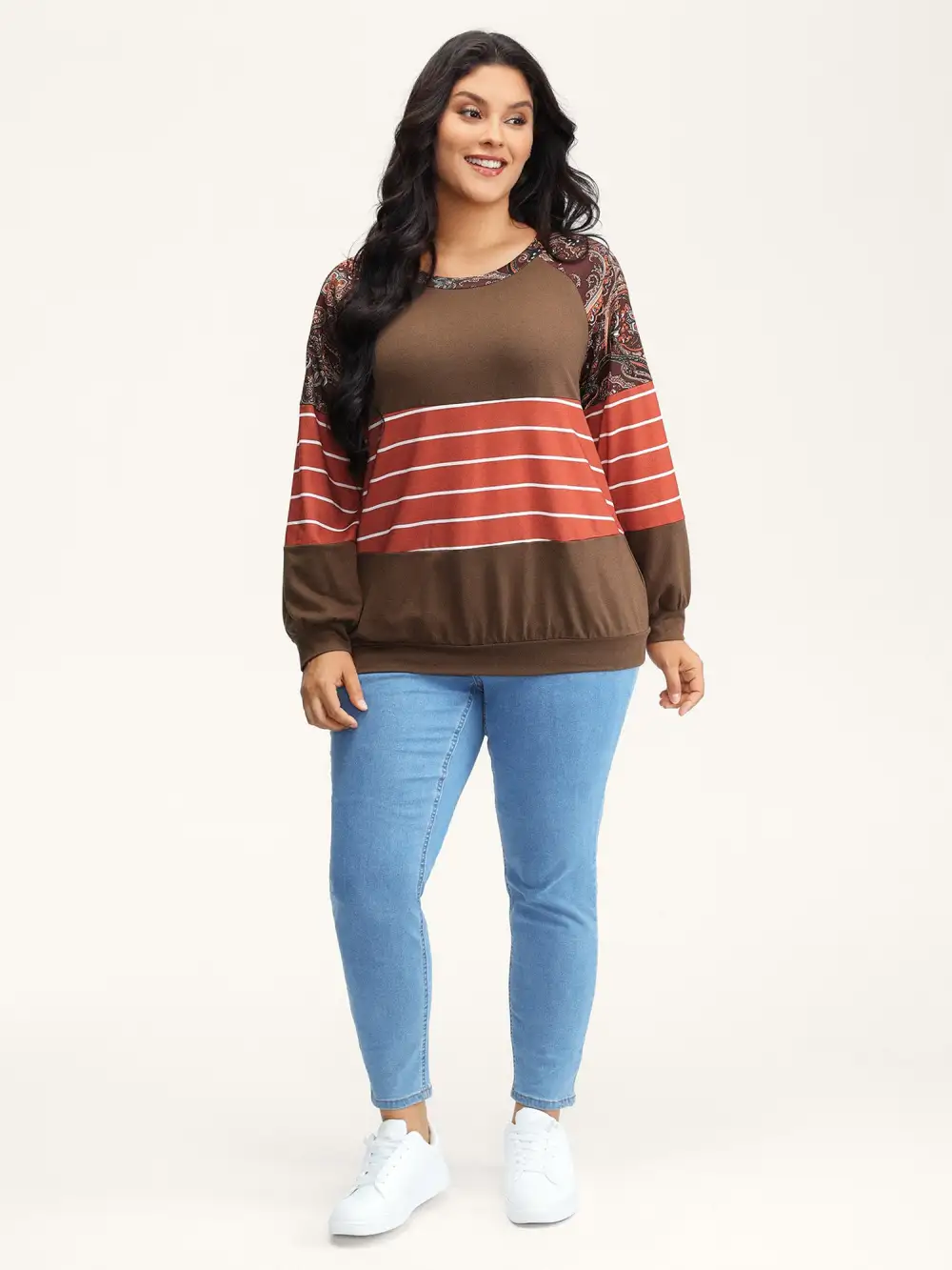 Supersoft Colorblock Paisley Print Sweatshirt