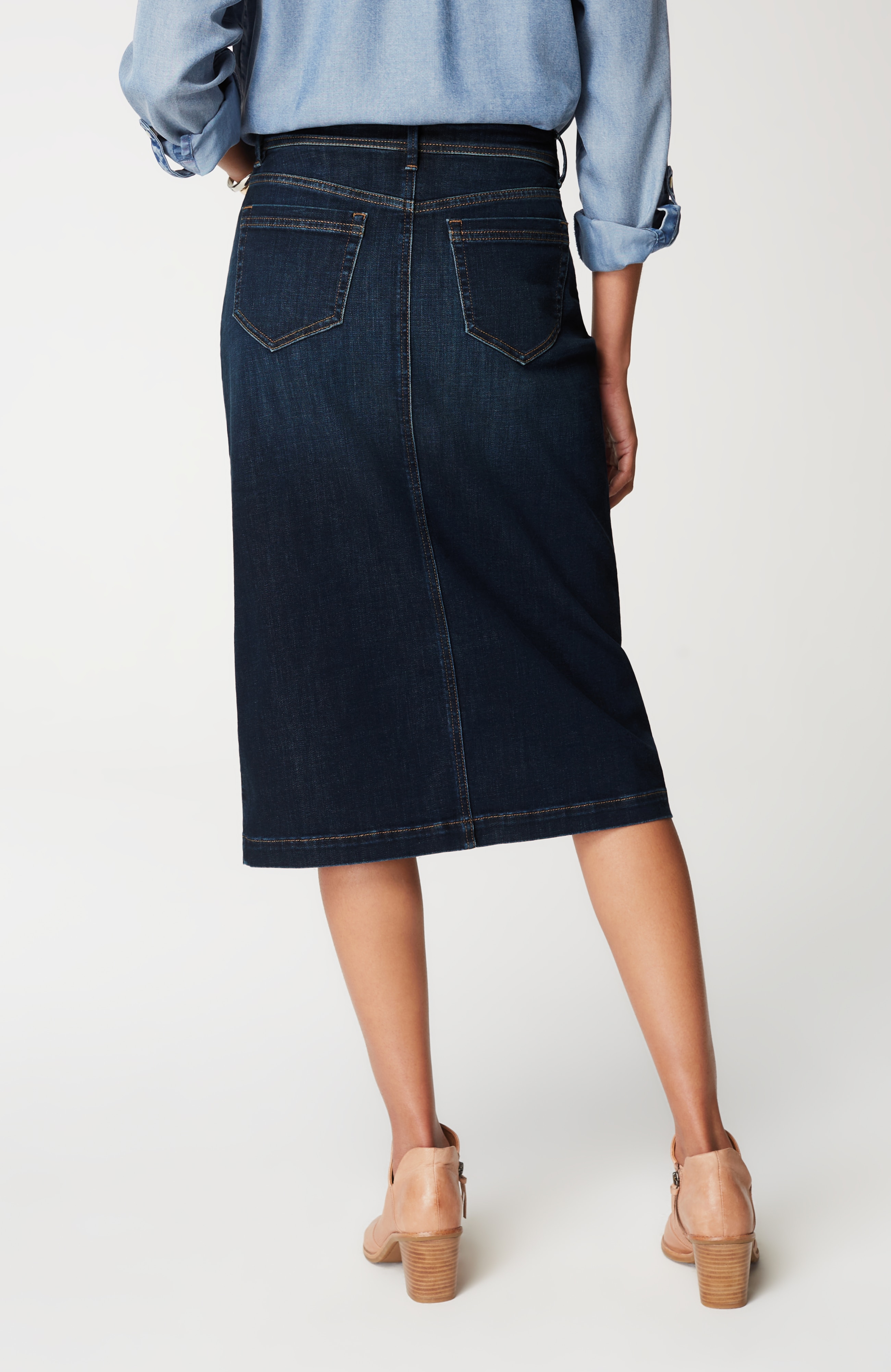 Slit-Hem Denim Skirt