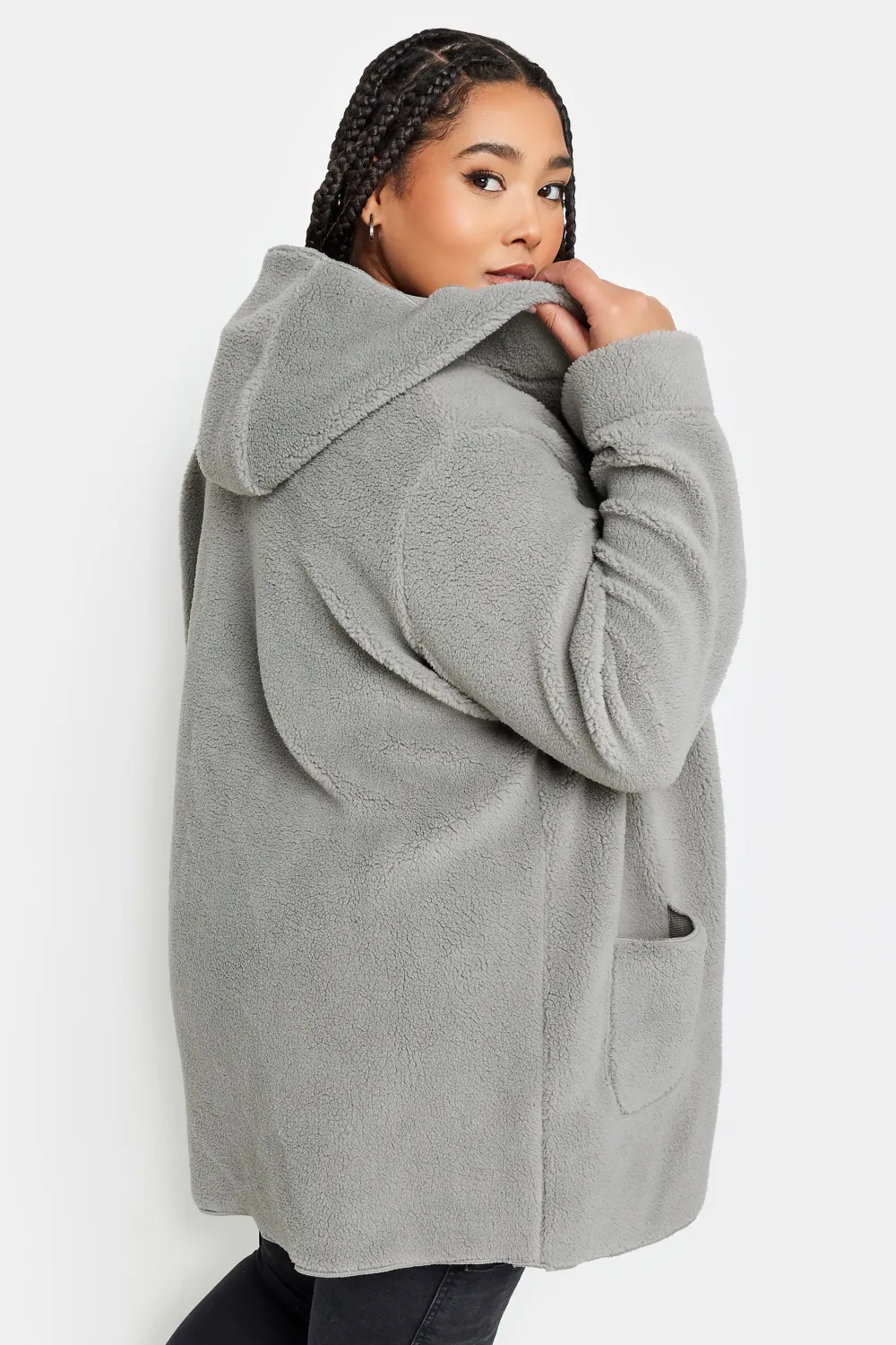 YOURS Curve Brown Teddy Hooded Jacket