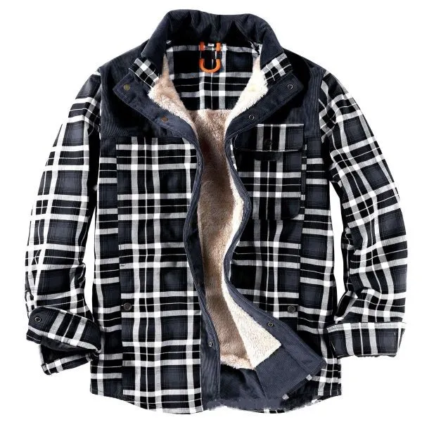 Men's Flannel Stitched Cotton Jacket Warm Top