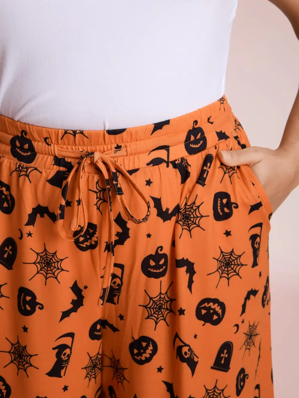 Pumpkin Patch Print Wide-Leg Lounge Bottoms