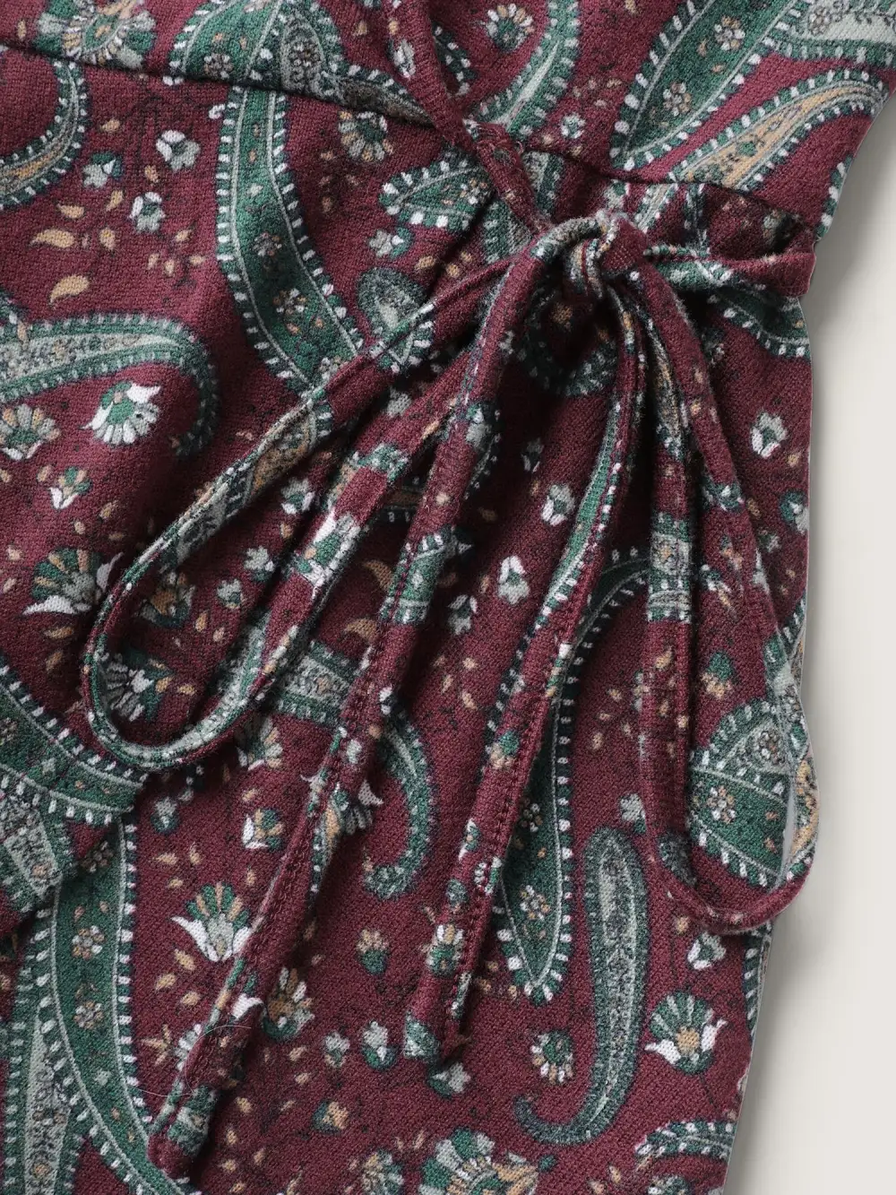 Paisley Print Wrap Style Knit Top