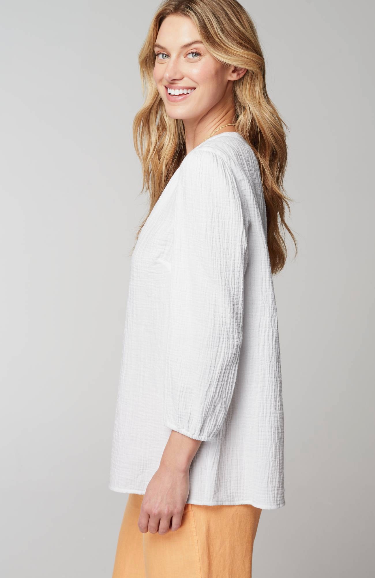 Cotton-Gauze Popover Top